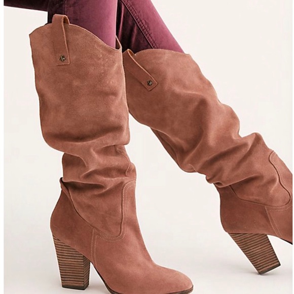 New! Free People slouchy tall heeled cowboy boots - Picture 2 of 8